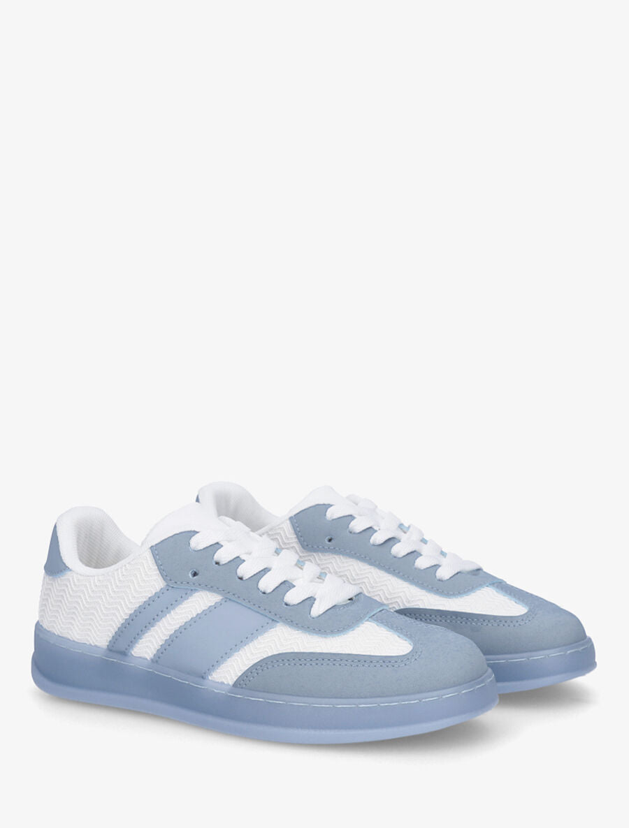 Sneakers bimatière et colorées - Bleu - 4