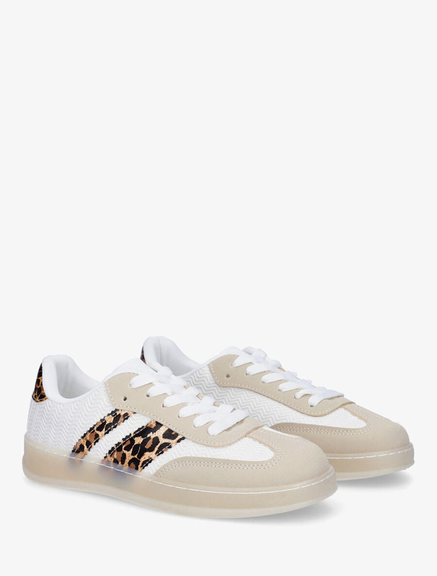 Sneakers bimatière et colorées - Taupe - 4