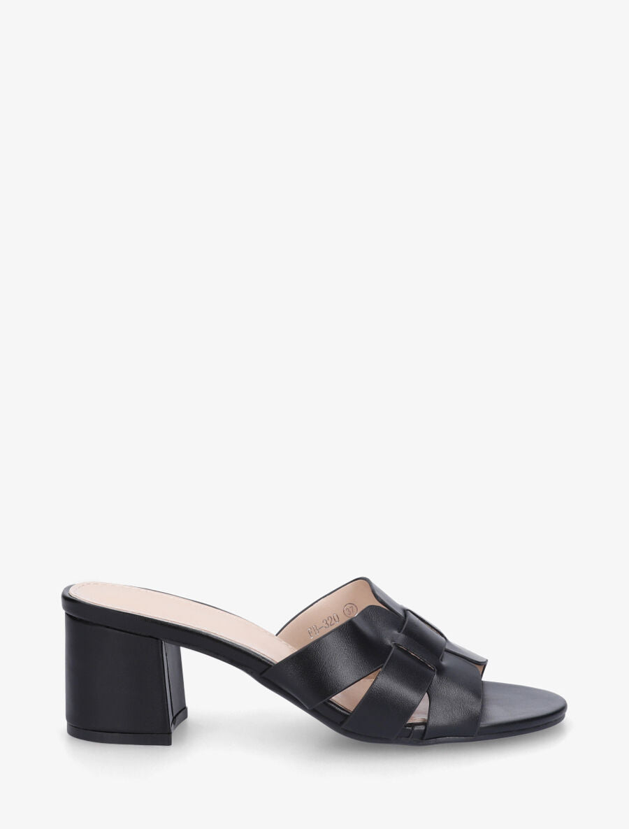 Mules en simili à talon - Noir - 5