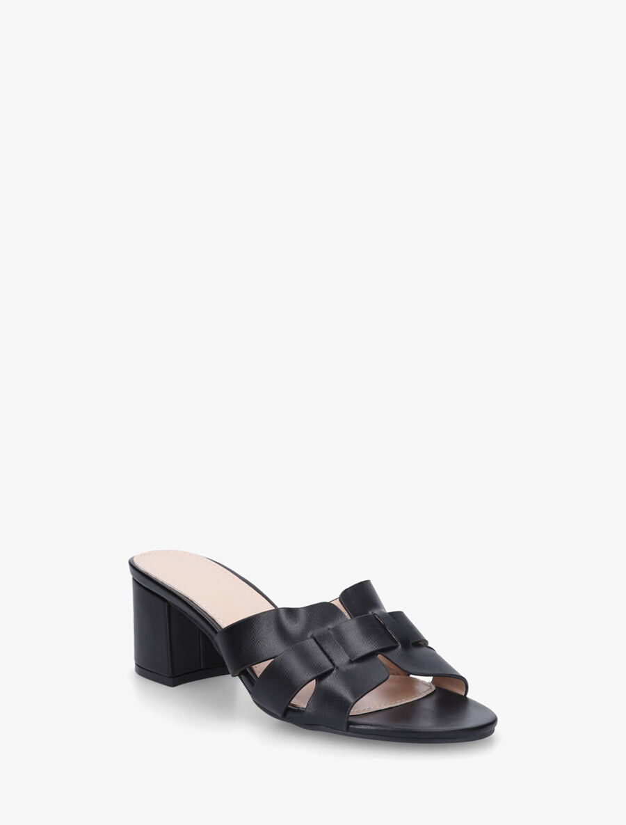 Mules en simili à talon - Noir - 2