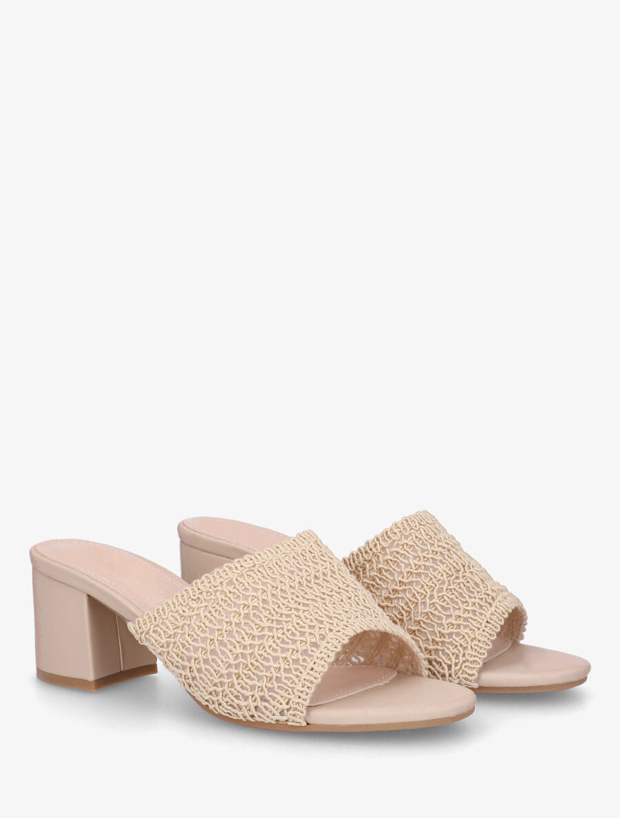 Mules à ganse style macramé - Taupe - 4