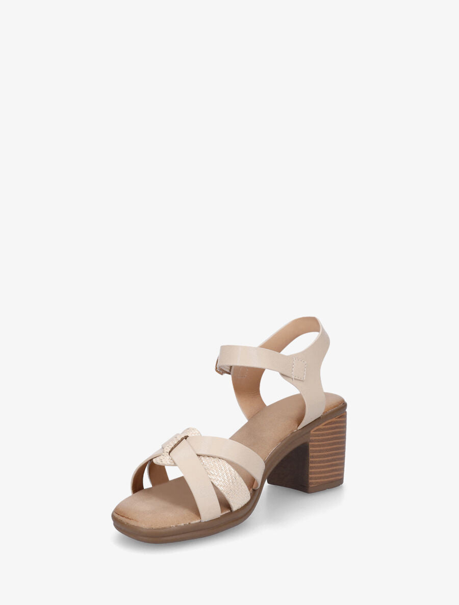 Sandales à talon en simili - Beige - 3