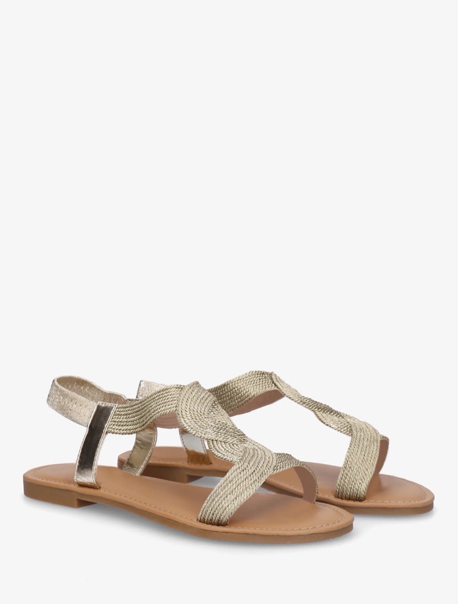 Nu-pieds à cheville élastiquée - Or - 4