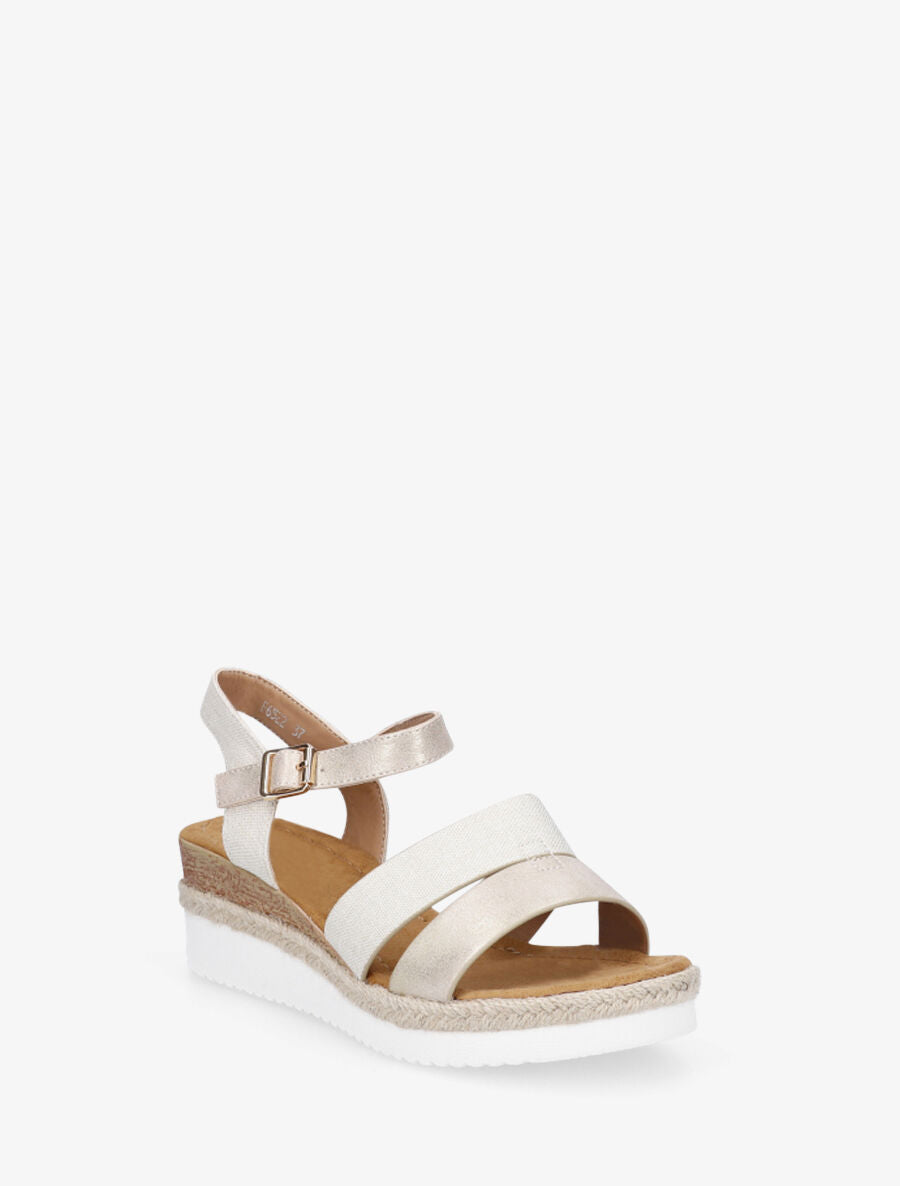 Sandales irisées à talon compensé - Beige - 2