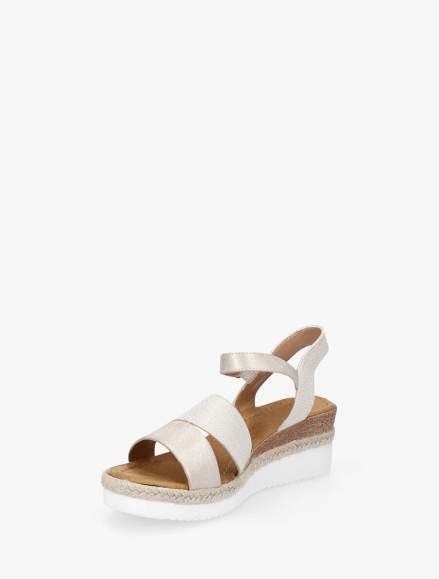 Sandales irisées à talon compensé - Beige - 3