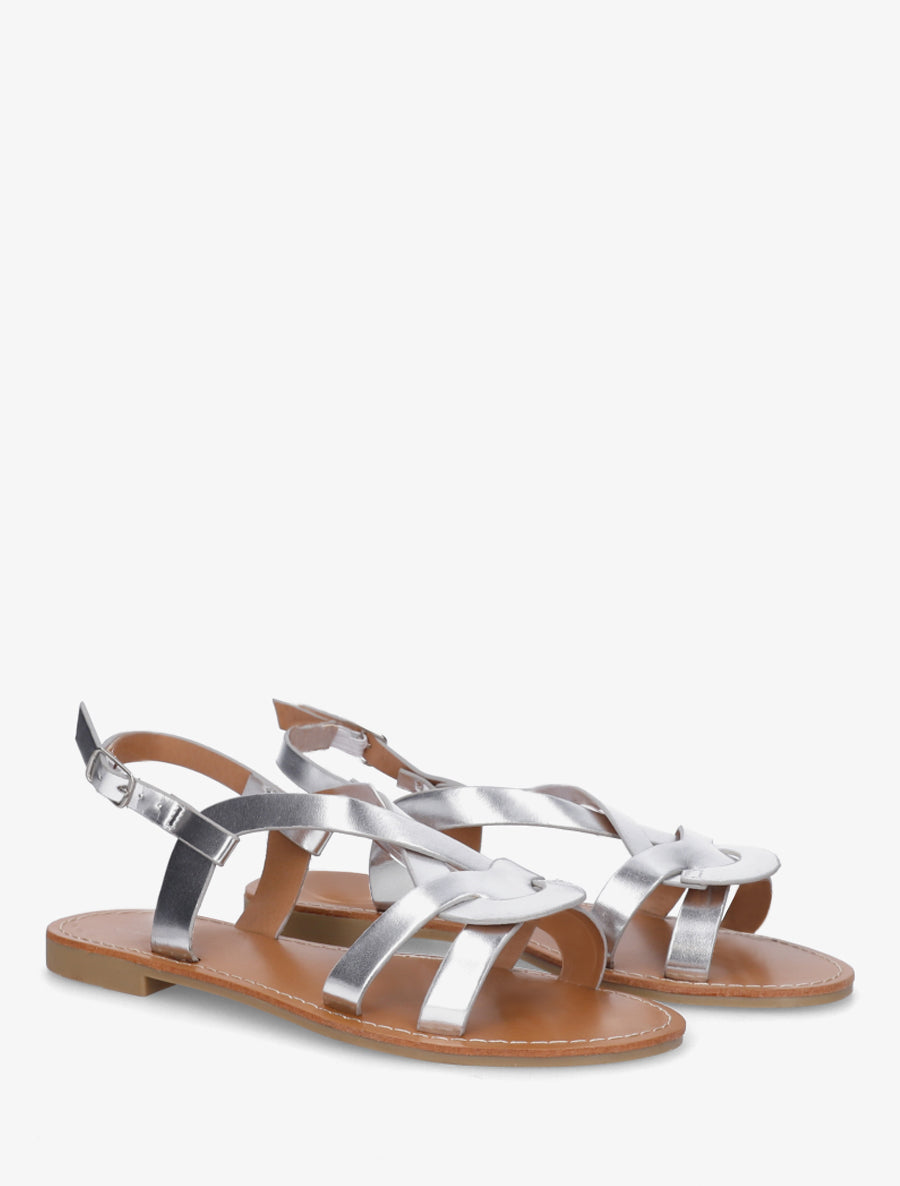 Nu-pieds en simili à brides entrelacées - Argent - 4