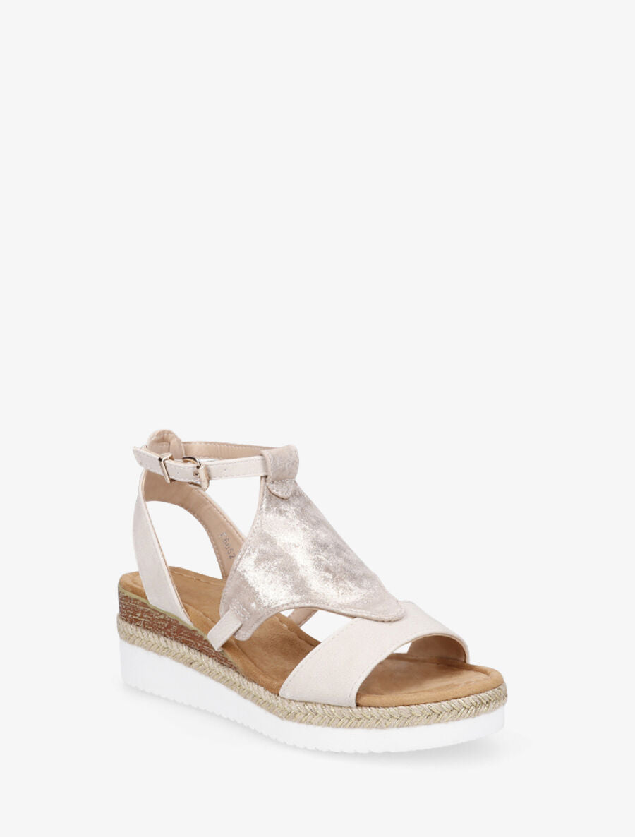 Sandales irisées en simili - Beige - 2