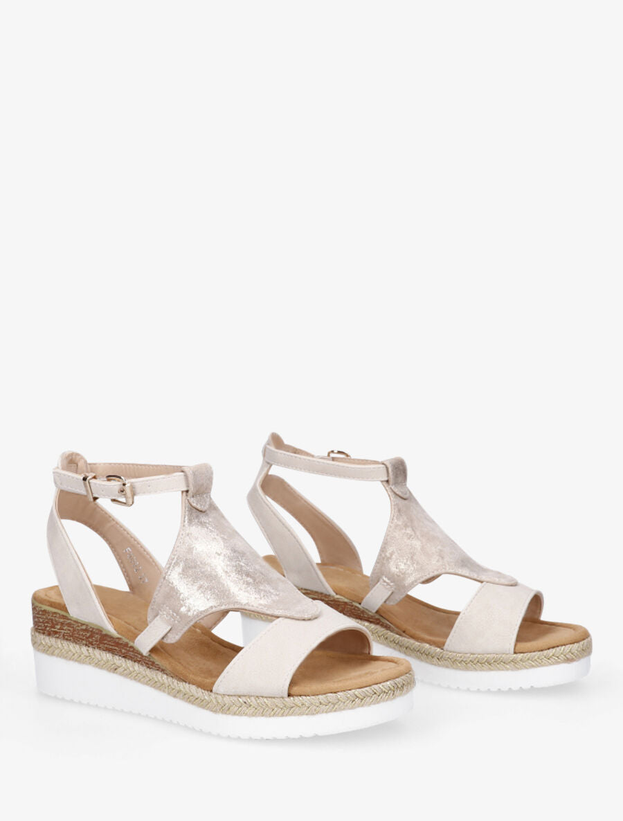 Sandales irisées en simili - Beige - 4
