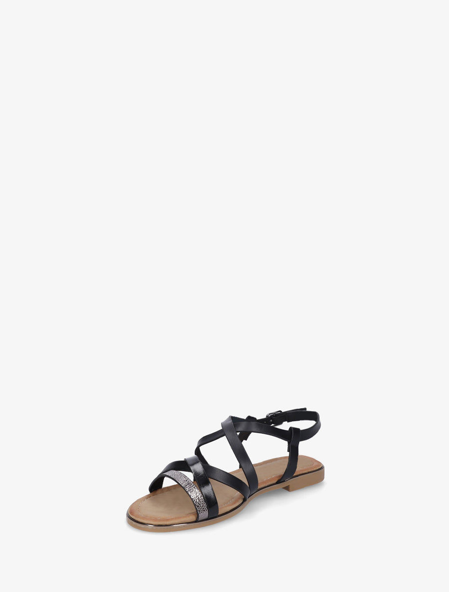 Nu-pieds en simili à brides croisées - Noir - 3