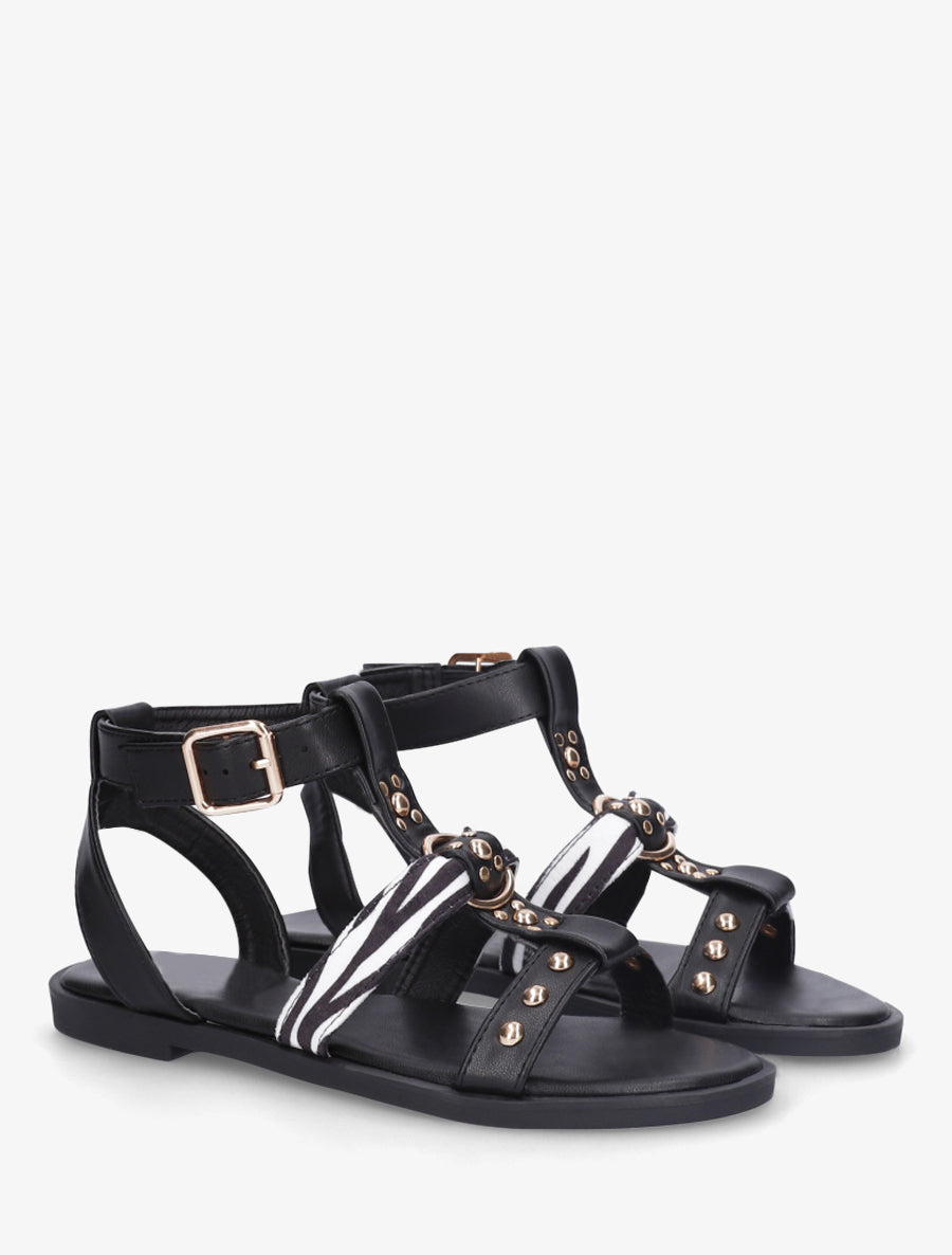 Nu-pieds à lannière zèbre - Noir - 4