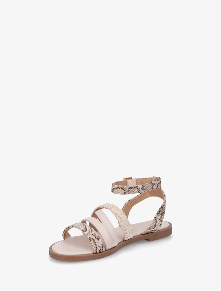 Nu-pieds à brides imprimé python - Beige - 3