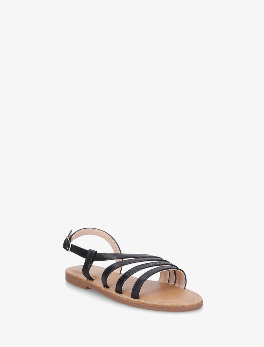 Nu-pieds en simili à détail python - Noir - 2