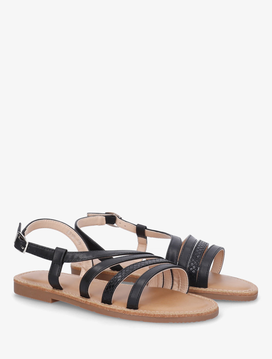 Nu-pieds en simili à détail python - Noir - 4