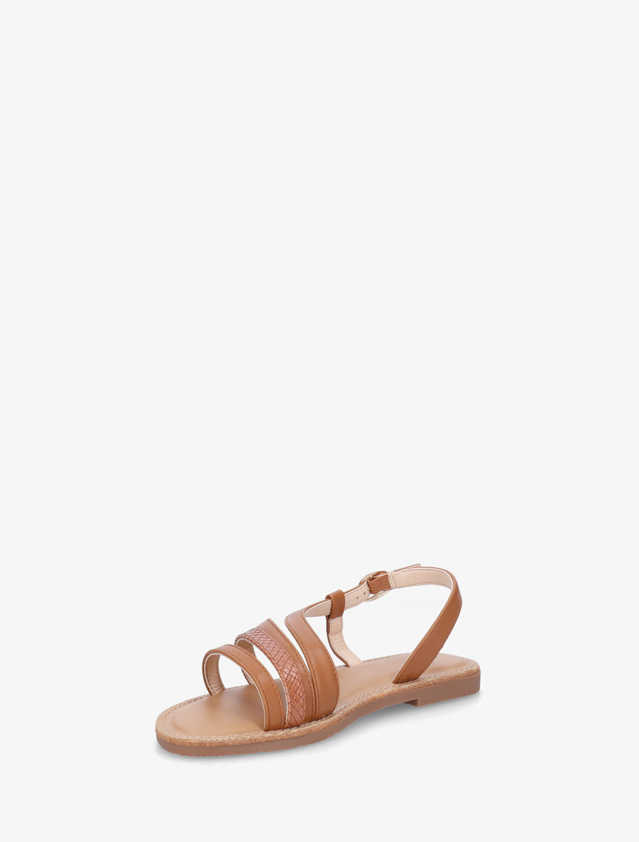 Nu-pieds en simili à détail python - Camel - 3