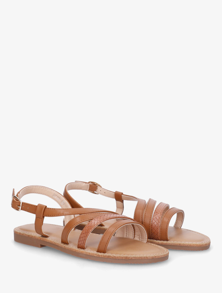 Nu-pieds en simili à détail python - Camel - 4