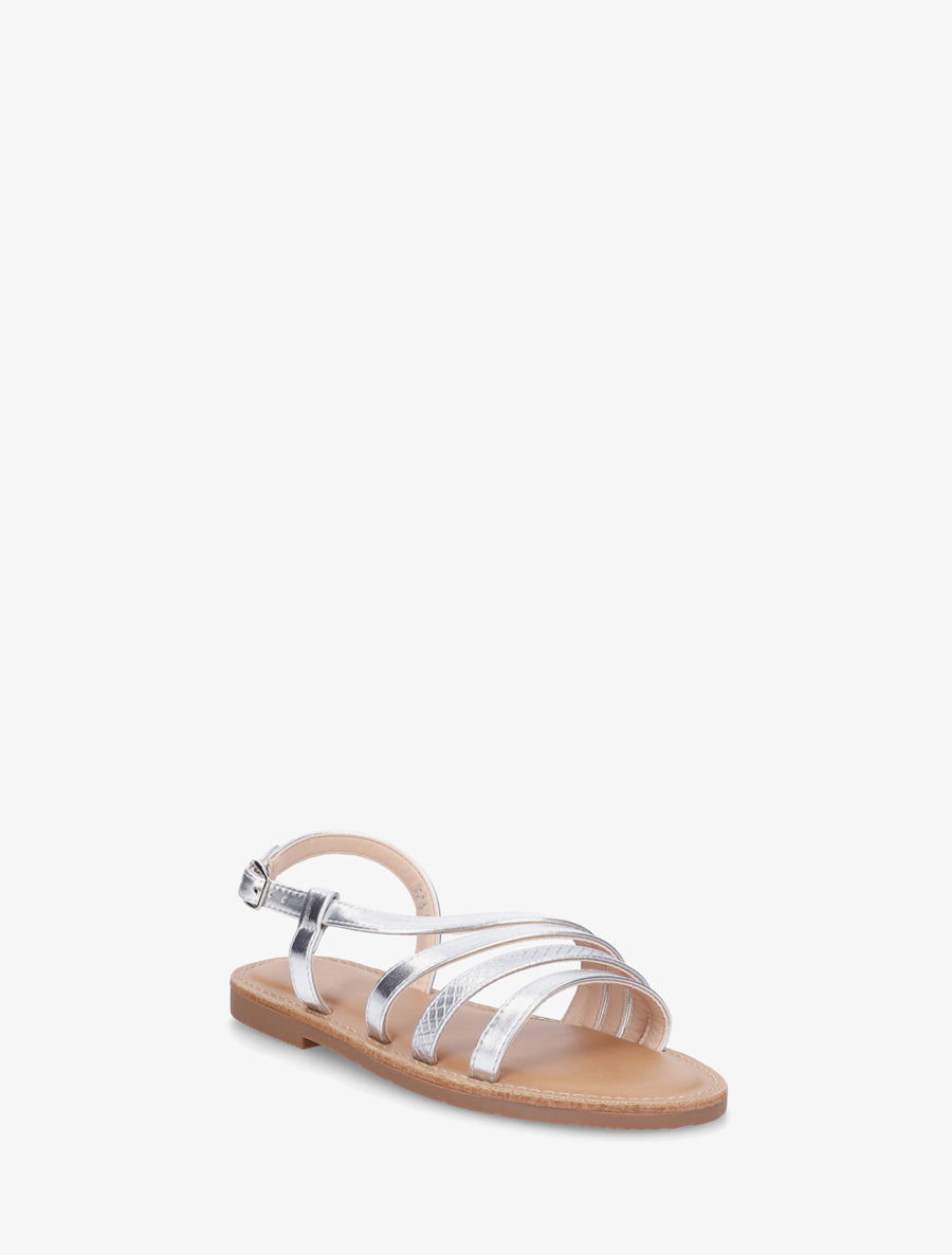 Nu-pieds en simili à détail python - Argent - 2