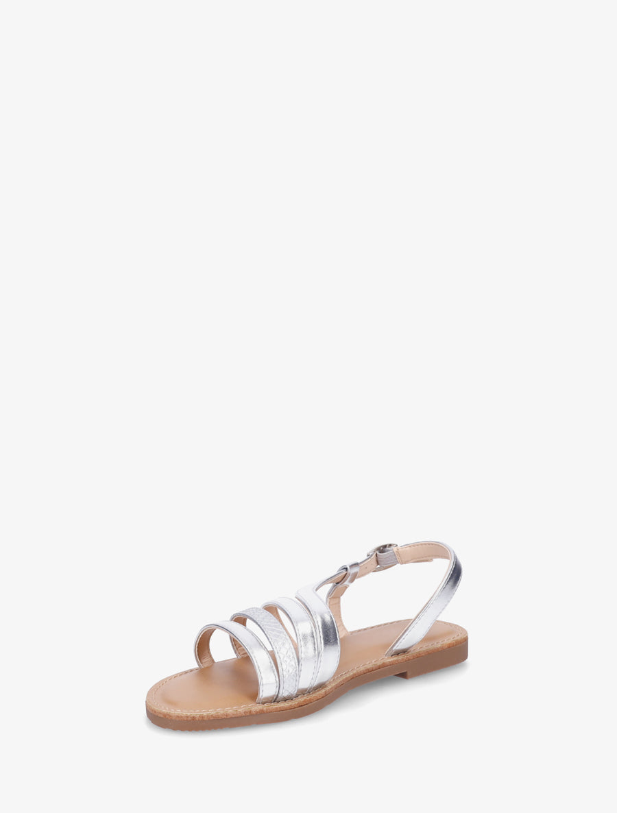 Nu-pieds en simili à détail python - Argent - 3