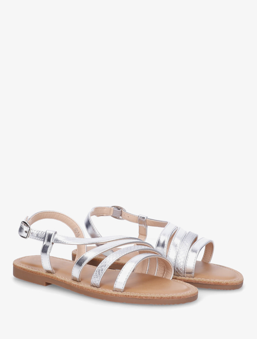 Nu-pieds en simili à détail python - Argent - 4