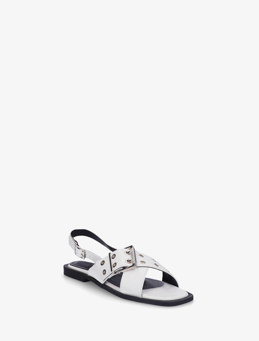 Nu-pieds en simili à brides croisées - Blanc - 2