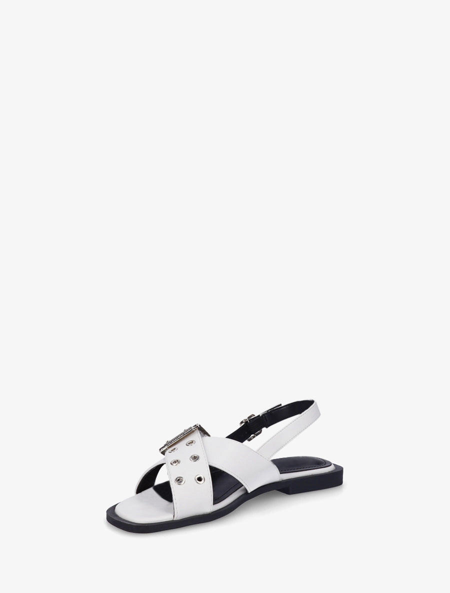 Nu-pieds en simili à brides croisées - Blanc - 3