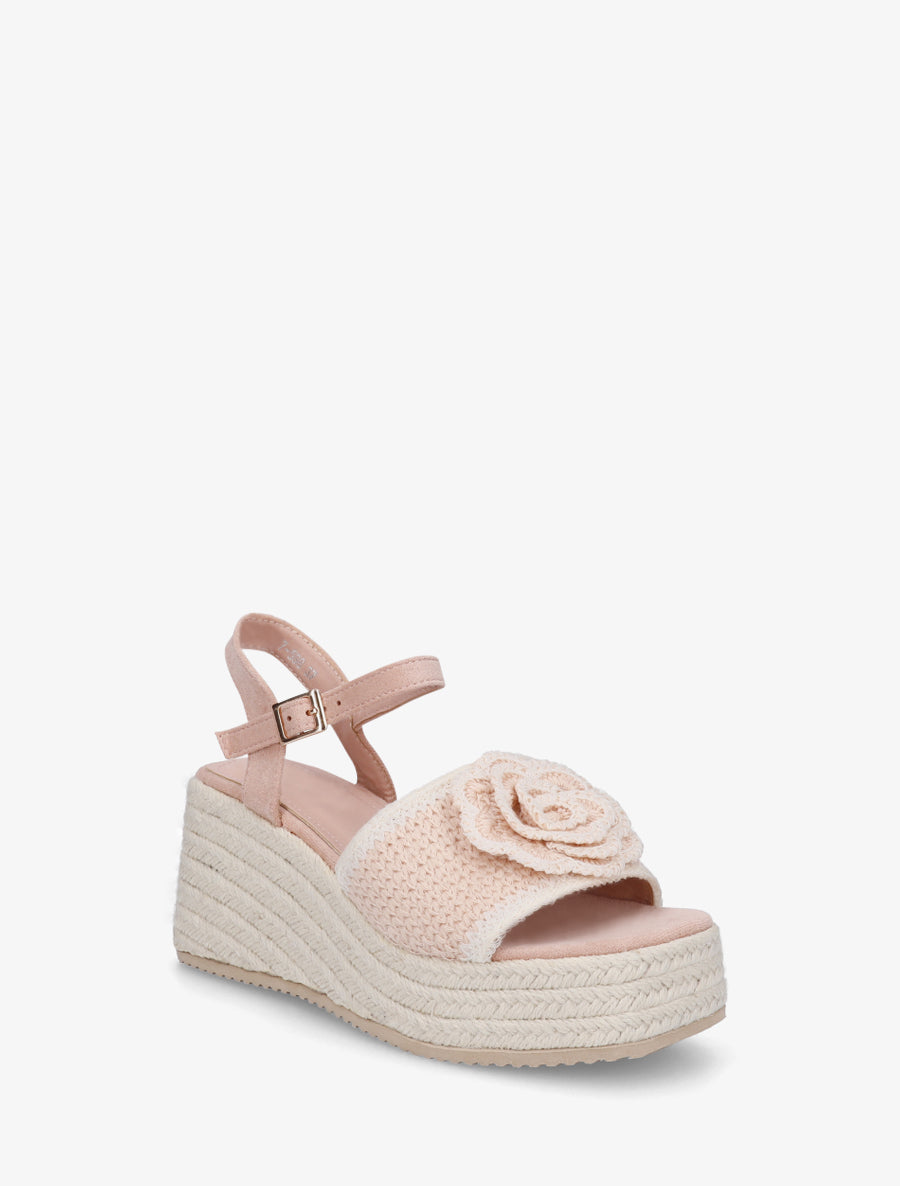 Sandales compensées à fleur - Rose pâle - 2