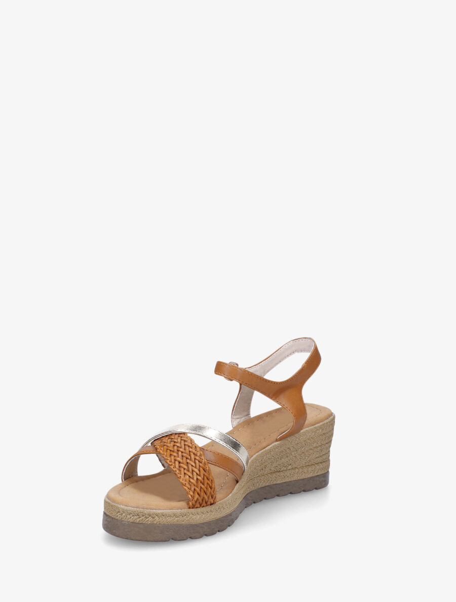 Sandales compensées brides tressées - Camel - 3