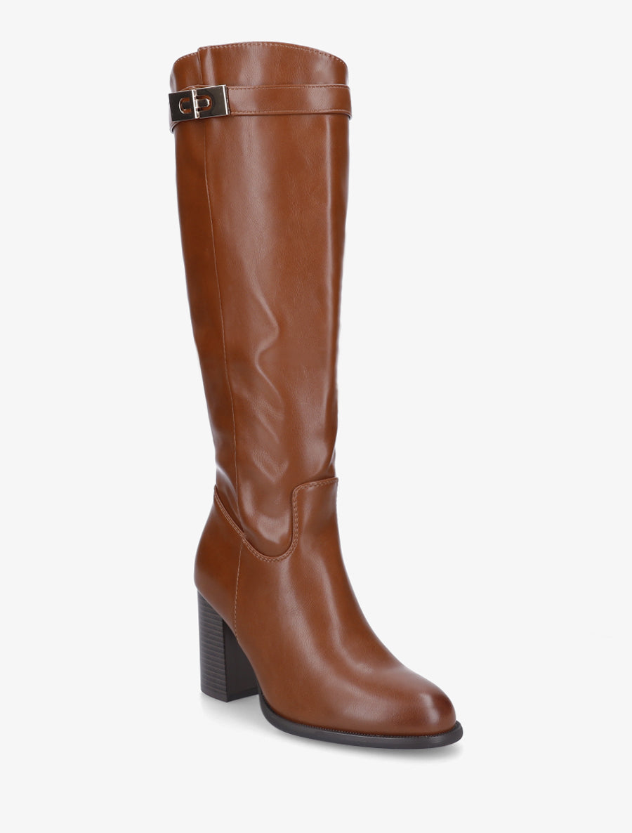 Bottes à talon en simili - Camel - 2