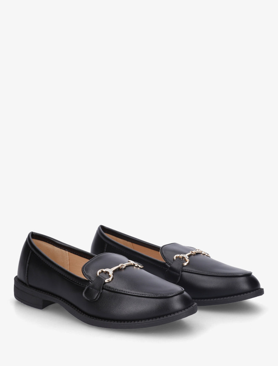 Mocassins à boucle et strass - Noir - 4