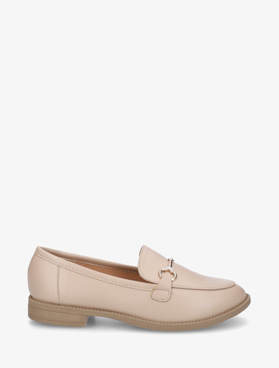 Mocassins à boucle et strass - Beige - 1