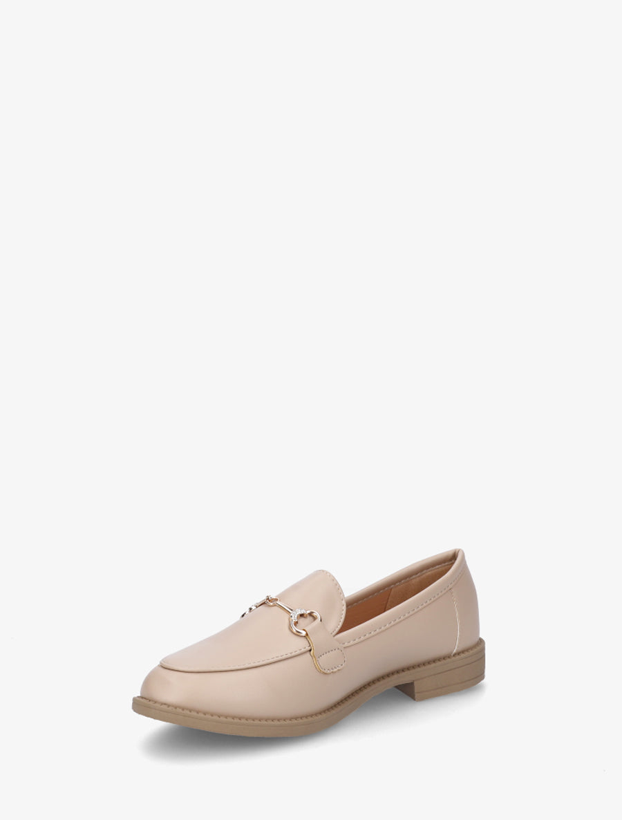 Mocassins à boucle et strass - Beige - 3