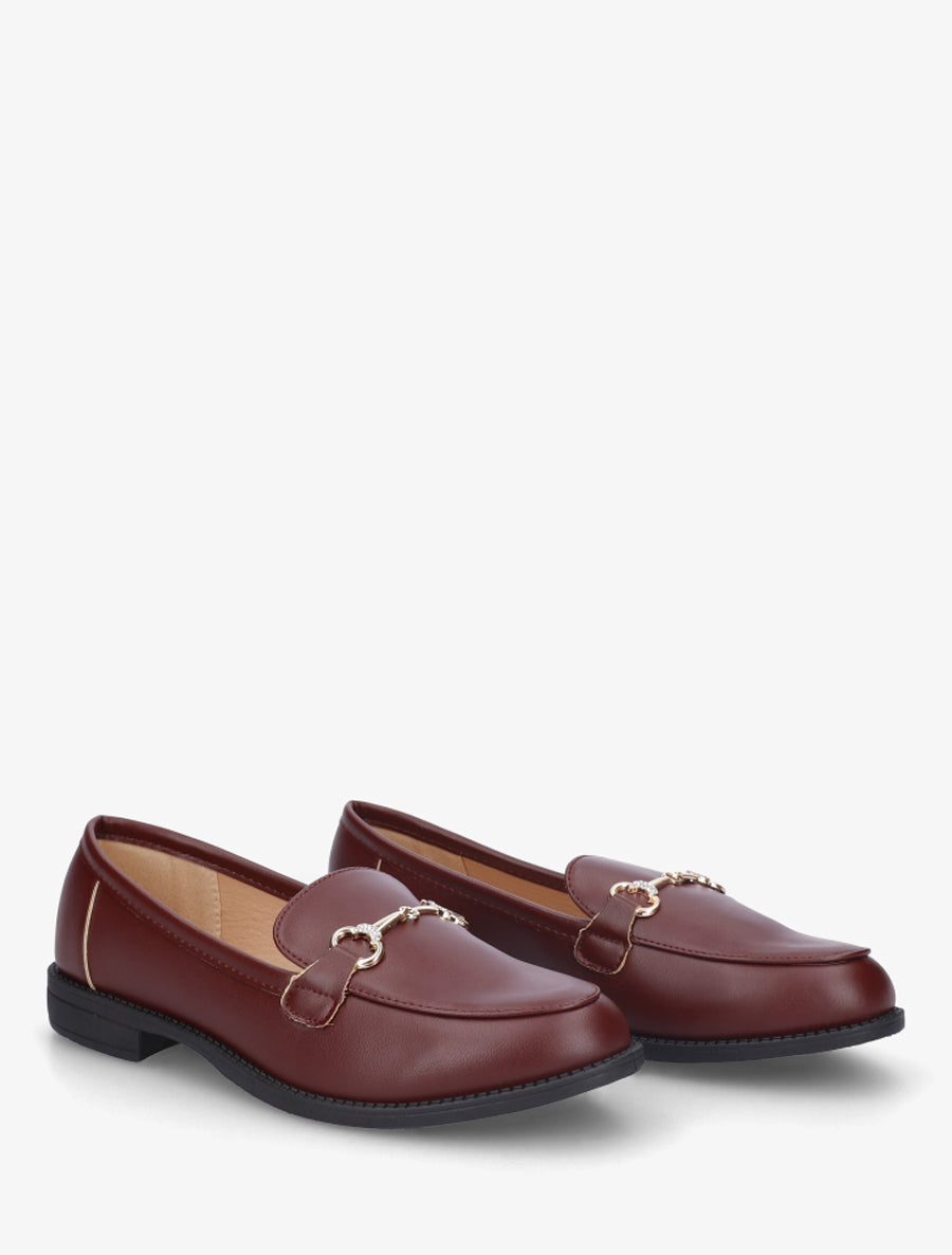Mocassins à boucle et strass - Bordeaux - 4