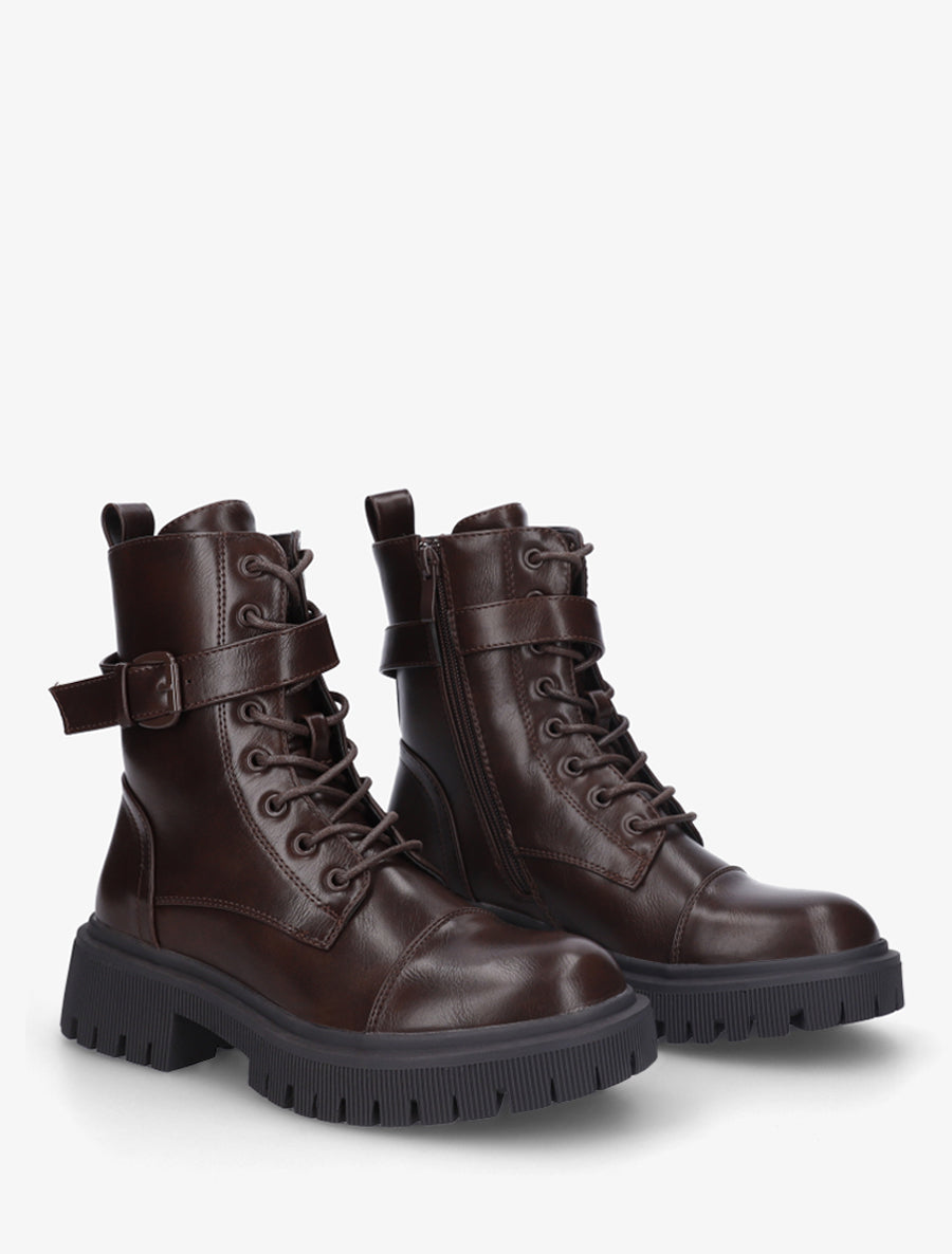 Bottines lacées style rangers - Marron - 4