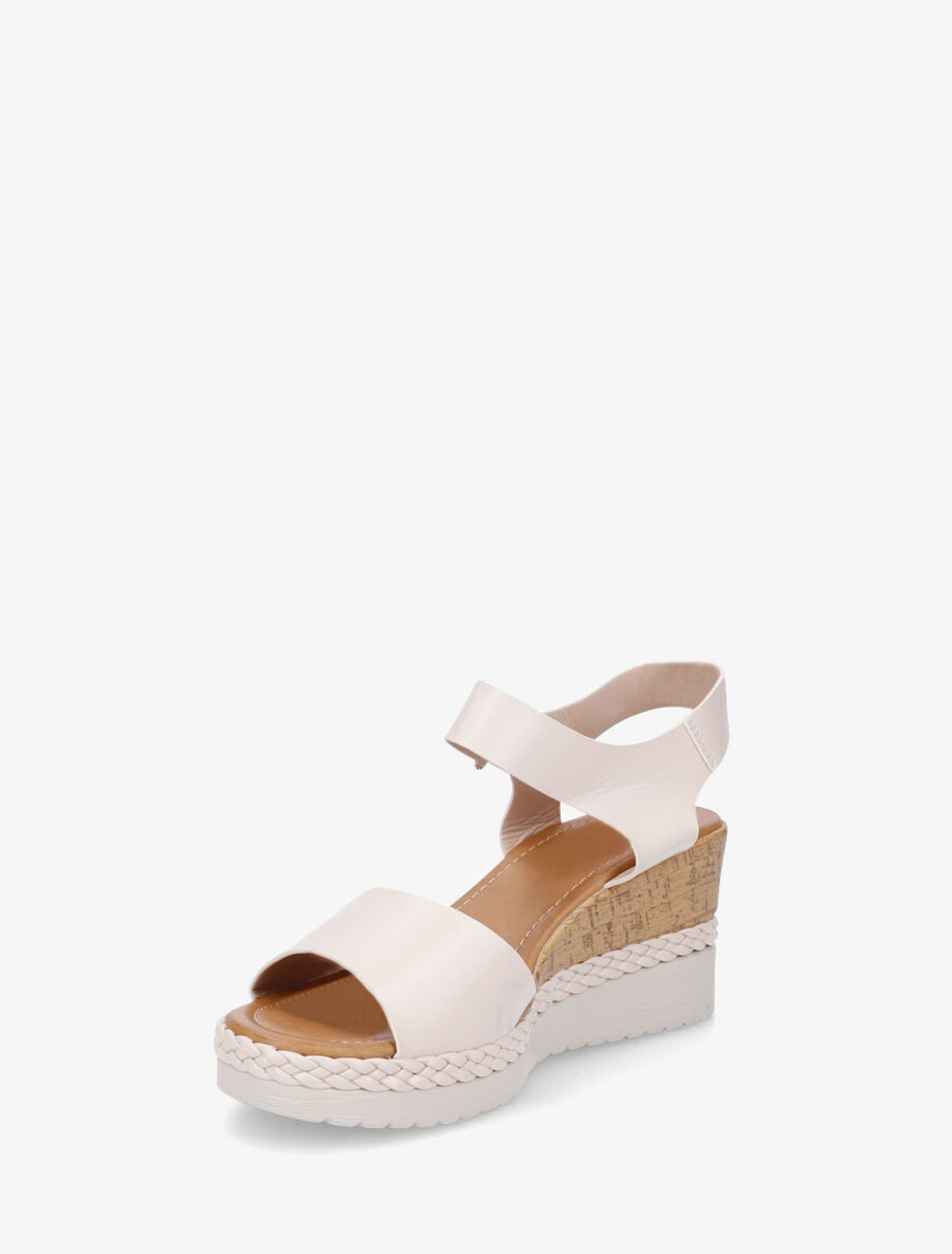 Sandales à semelle compensée effet bois - Beige - 3