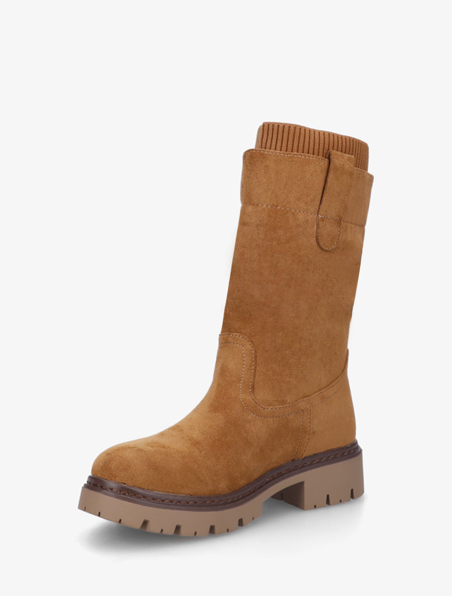 Bottines montantes bi-matière - Camel - 3