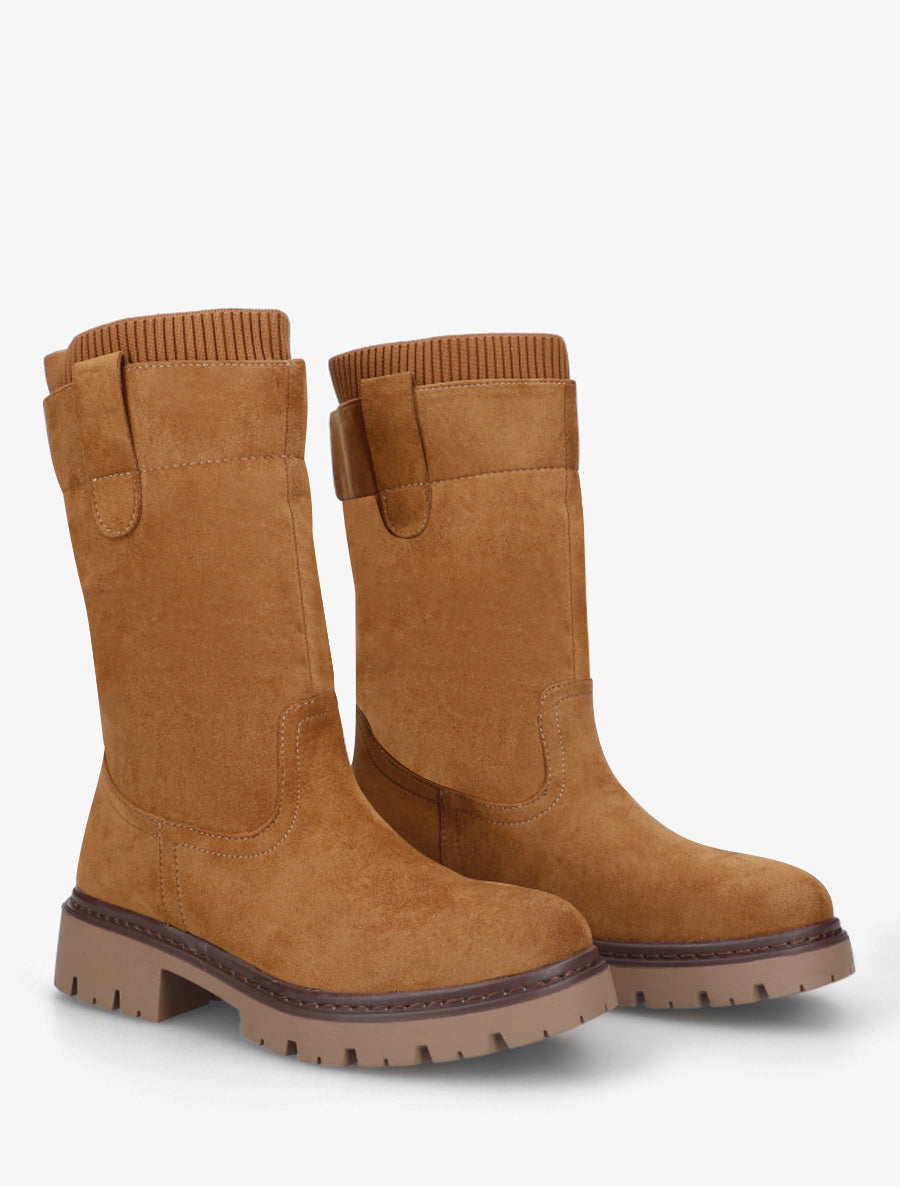 Bottines montantes bi-matière - Camel - 4