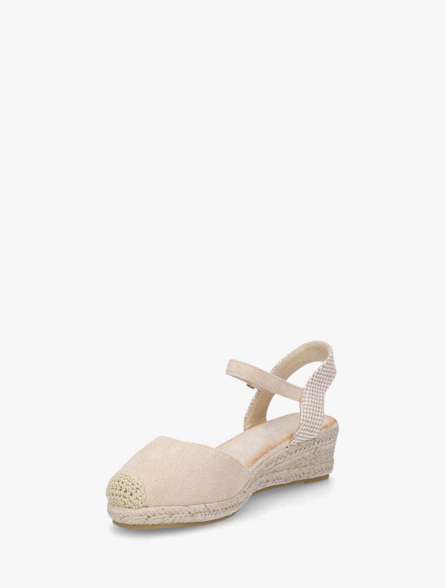 Sandales compensées en suédine - Beige - 3
