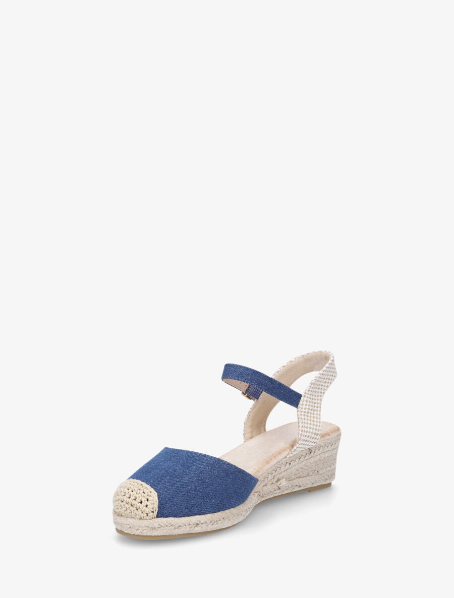Sandales compensées en denim - Bleu denim - 3