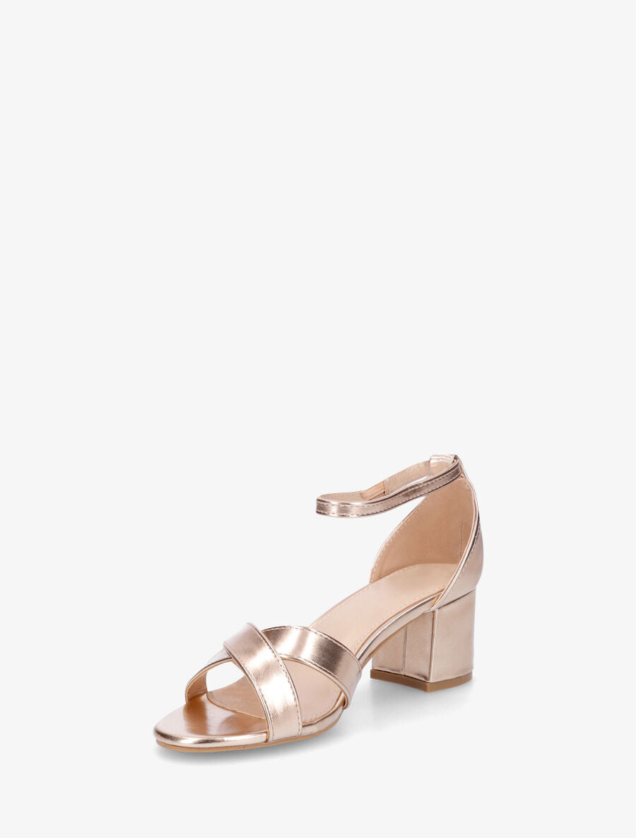 Sandales croisées en simili nacré - Rose gold - 3
