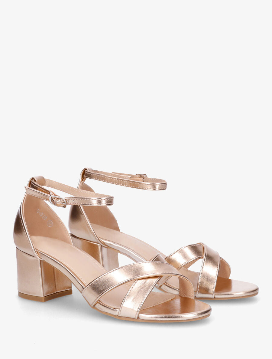 Sandales croisées en simili nacré - Rose gold - 4