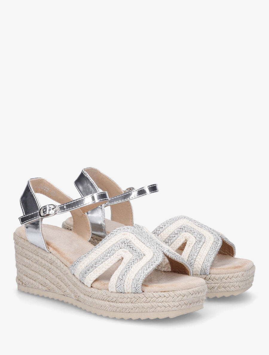 Sandales compensées à bride stylisée - Argent - 4