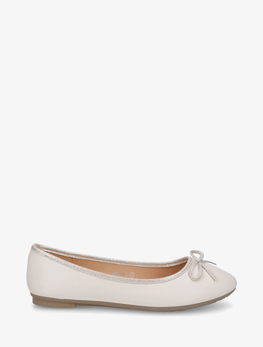 Ballerines en simili noeud irisé - Beige - 4