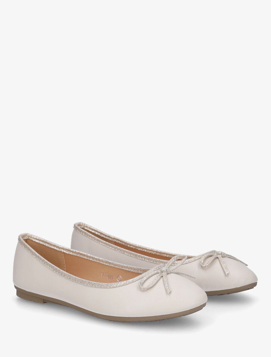 Ballerines en simili noeud irisé - Beige - 3