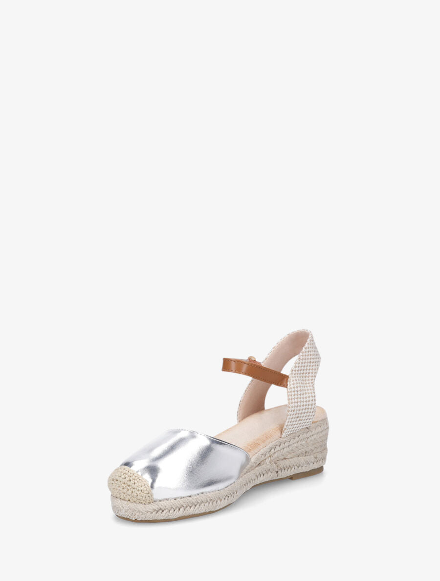 Espadrilles compensées en simili nacré - Argent - 3