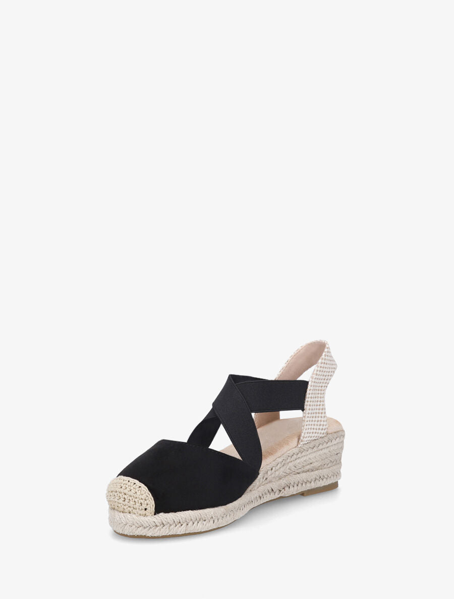 Espadrilles compensées élastiquées en suédine - Noir - 3