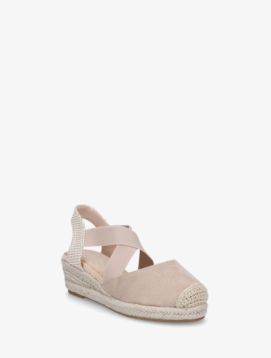 Espadrilles compensées élastiquées en suédine - Beige - 2