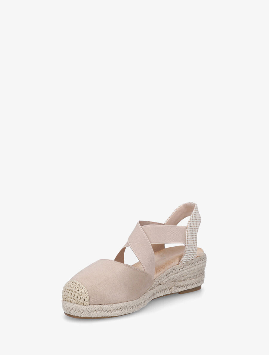Espadrilles compensées élastiquées en suédine - Beige - 3