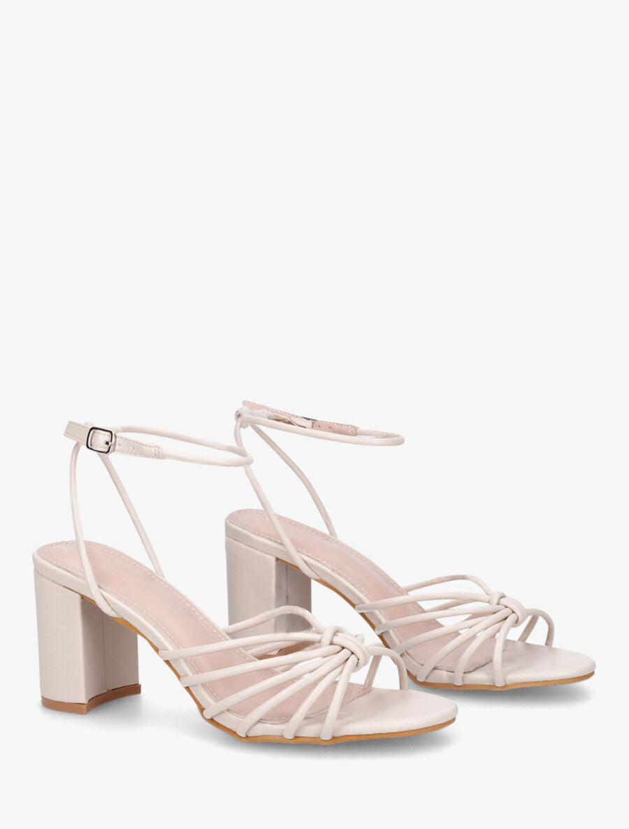Sandales à talon et fines brides - Beige - 4
