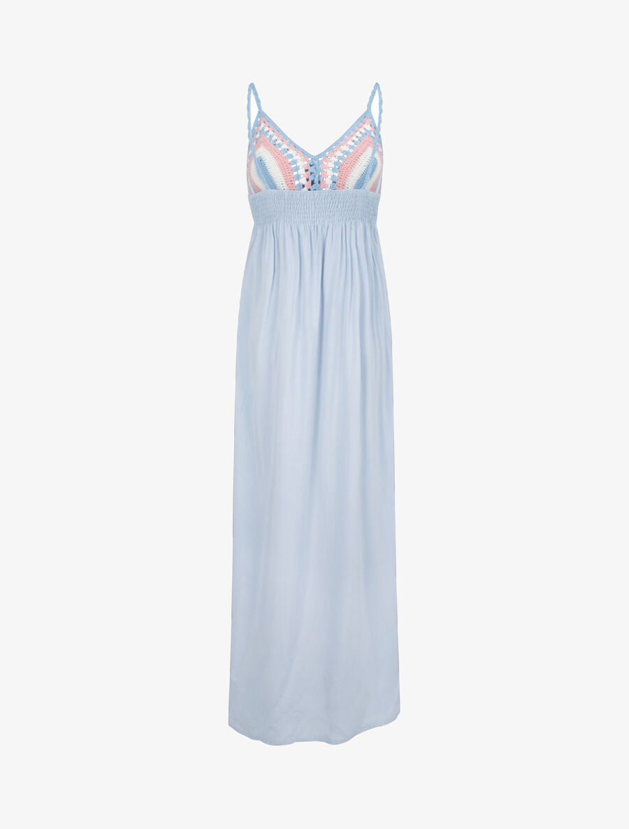 Robe longue à buste crochet - Bleu ciel - 2