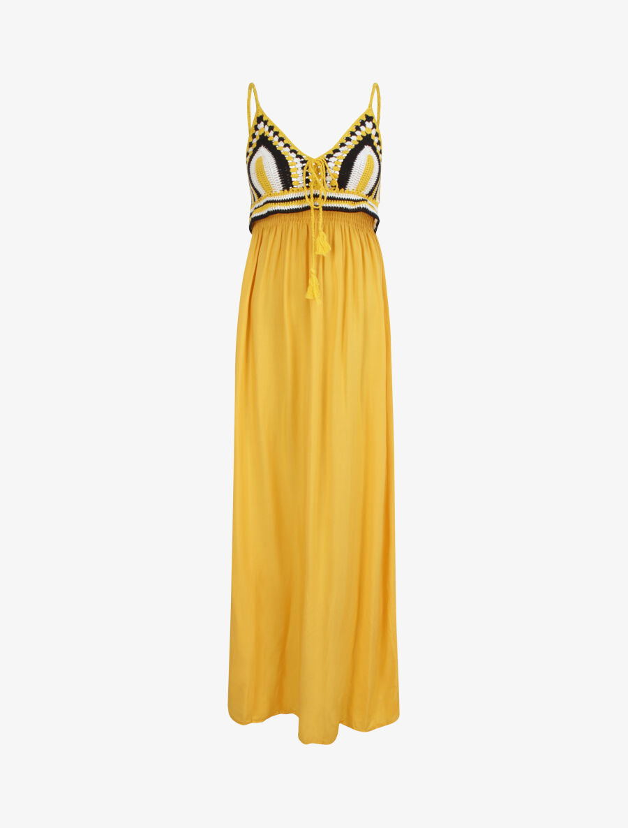 Robe longue à buste crochet - Jaune - 1