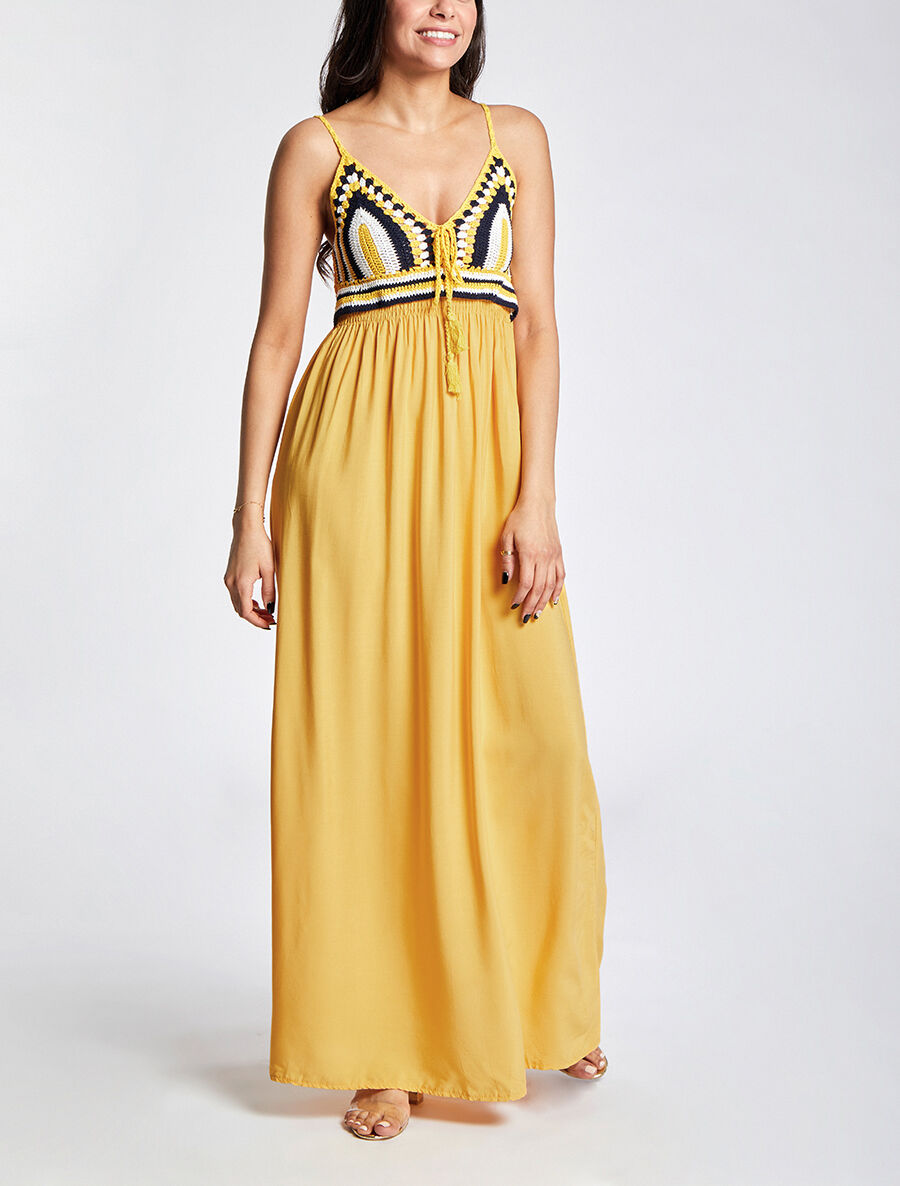 Robe longue à buste crochet - Jaune - 3